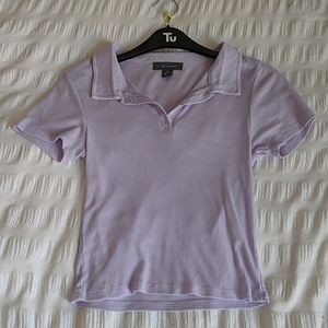 Primark Lilac Polo Cropped Top - Ribbed